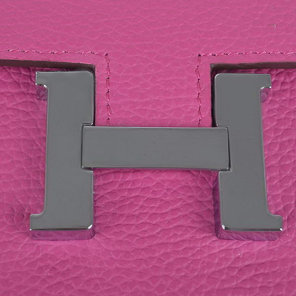 Cheap Fake Hermes Constance Long Wallets Peach Calfskin Leather Silver